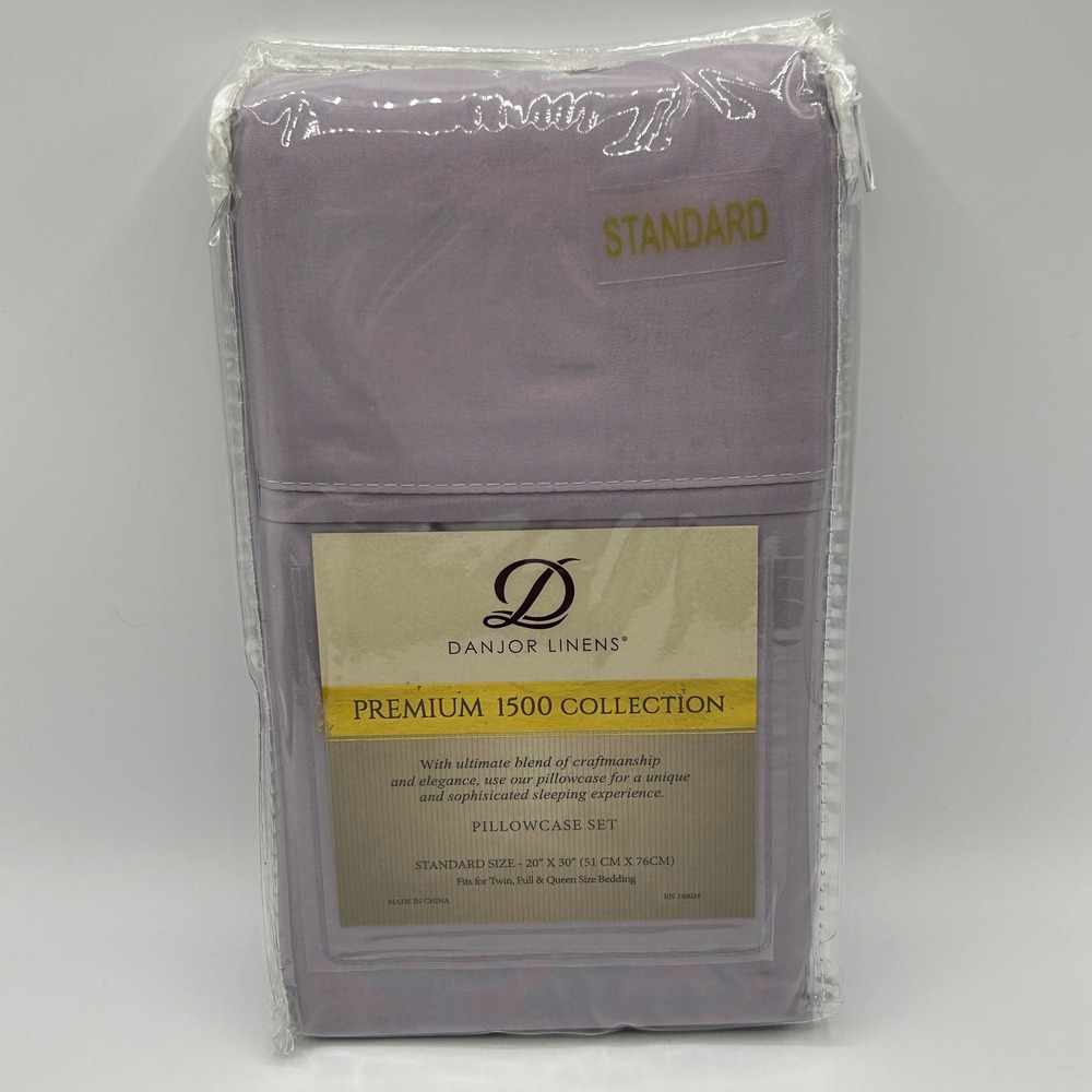 Danjor Linens Premium‎ 1500 Collection Standard Pillowcase Set Lavender NEW
